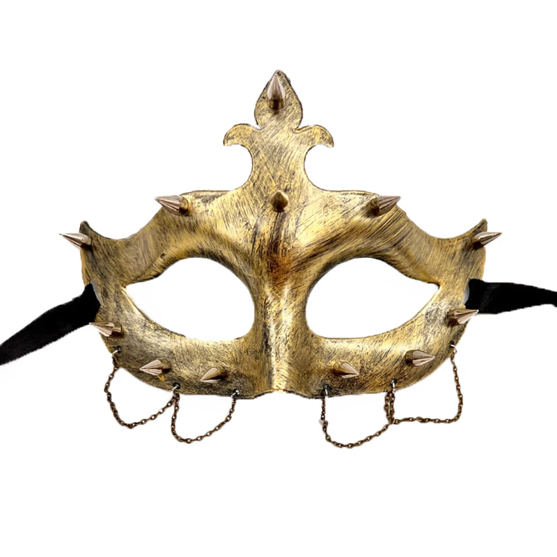 男性と女性のためのパンクスタイルのハーフフェイスマスク,コスプレ衣装,猫のフェイスマスク,装飾的な帽子,金と銀