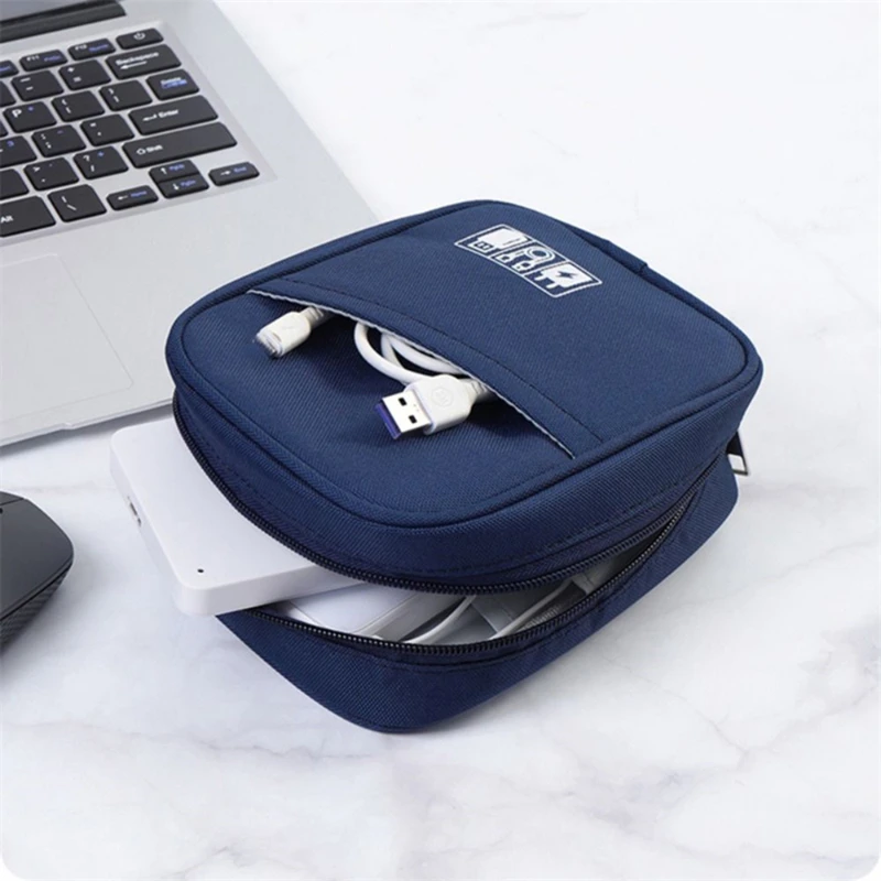 Portable Square Digital Storage Bag Adapter Power Data Cable Headphone Mouse Portable Waterproof Organizer Case Travel Pouch