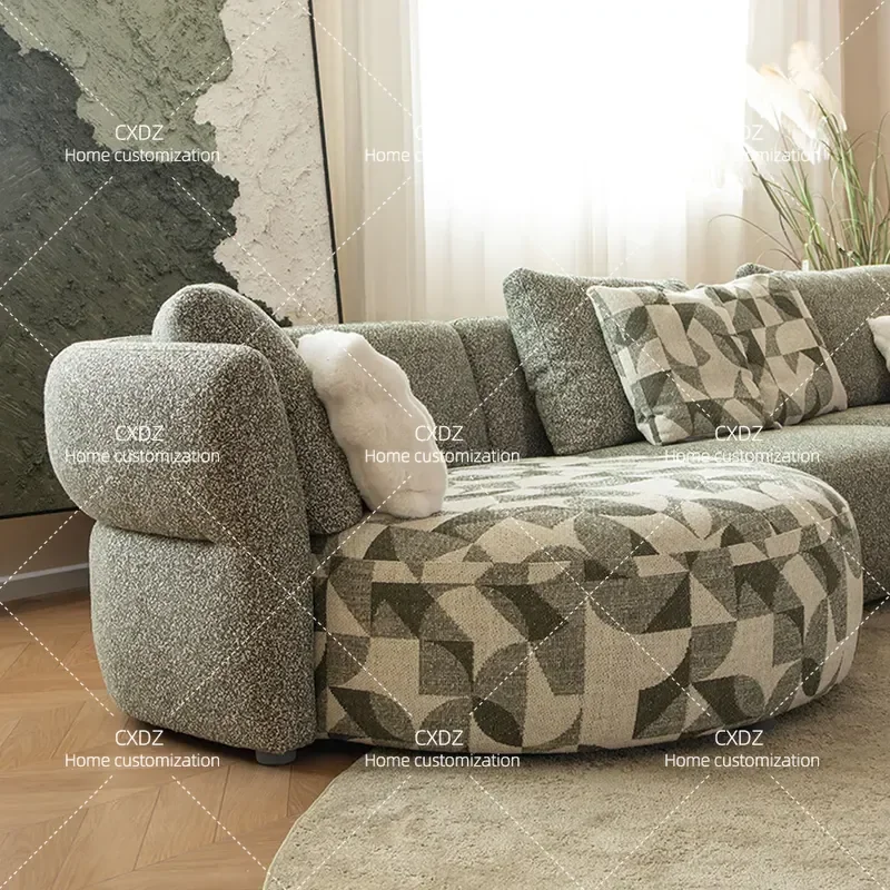 Modern Curved Corner Fabric Sofa Modular Combination Cloud Ear Design for Living Room Large Apartment Vintage Style 2026 New