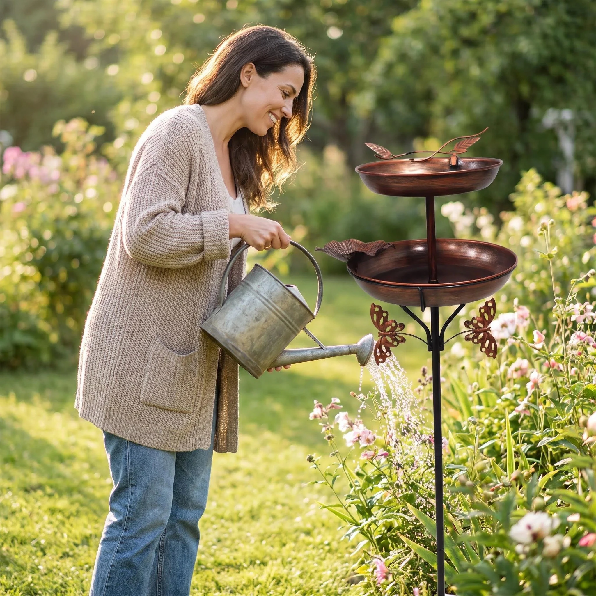 2 in 1 Bird Feeder and Bird Bath, Outdoor Backyard Garden Decoration, Bird Watching Gifts for Bird Lovers