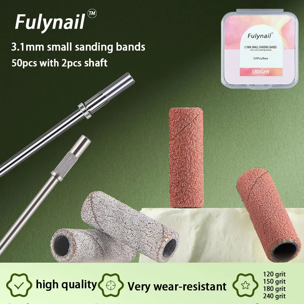 52pcs/set 3.1mm Mini Small Nail Sanding Bands Electric Machine Nail Drill Bits UV Gel Acrylic Polish Remover For Nails Accessory