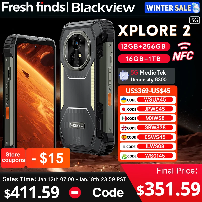 【World premiere】Blackview XPLORE 2 Rugged Phone 5G 6.73” 3.2K AMOLED Display MediaTek Dimensity 8300 20000mAh 120W Charger