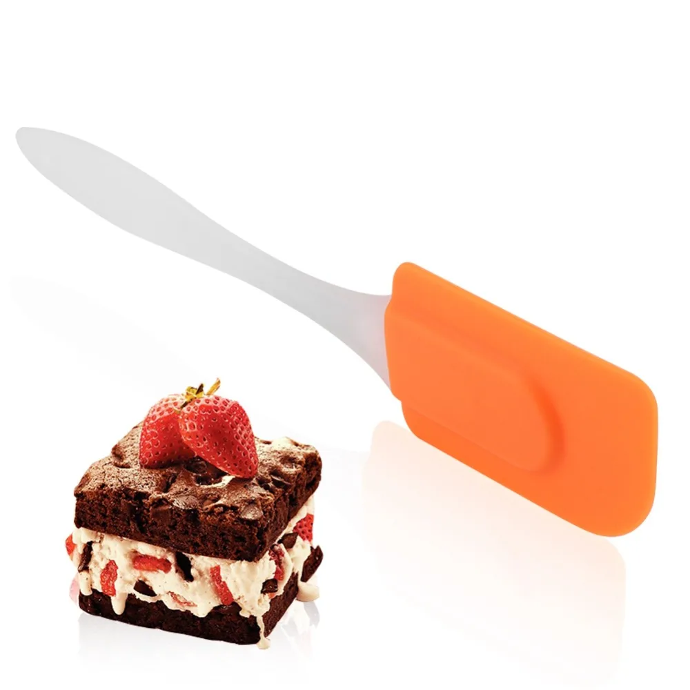 6pcs Food Grade Silicone Silicone Spatulas Heat Resistant Soft Elastic Butter Cream Scraper High Waist Flat Head Mixing Scraper
