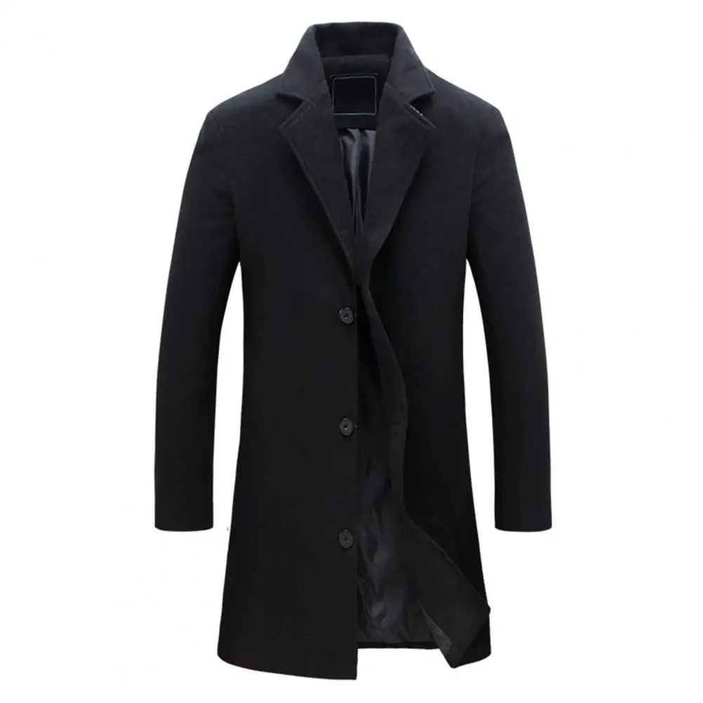 Decorative Men Jacket Easy Match Polyester Single Breasted Men Overcoat for Winter