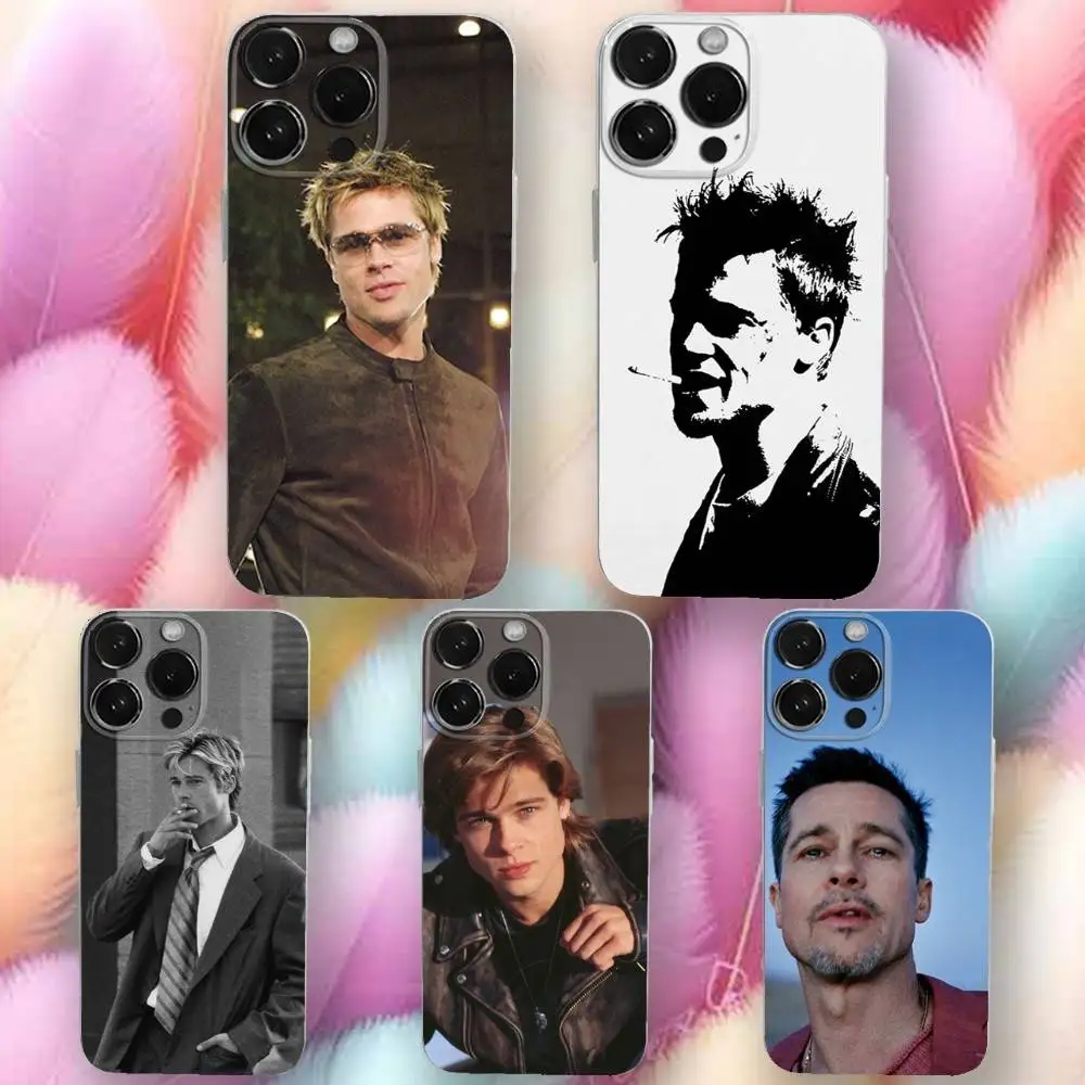 

B-Brads P-Pitts Phone Case For iPhone 16,se4,15,14,13,12,11 Plus,Pro,Max,XR,XS,X,Plus,SE,Mini Transparent Soft Cover