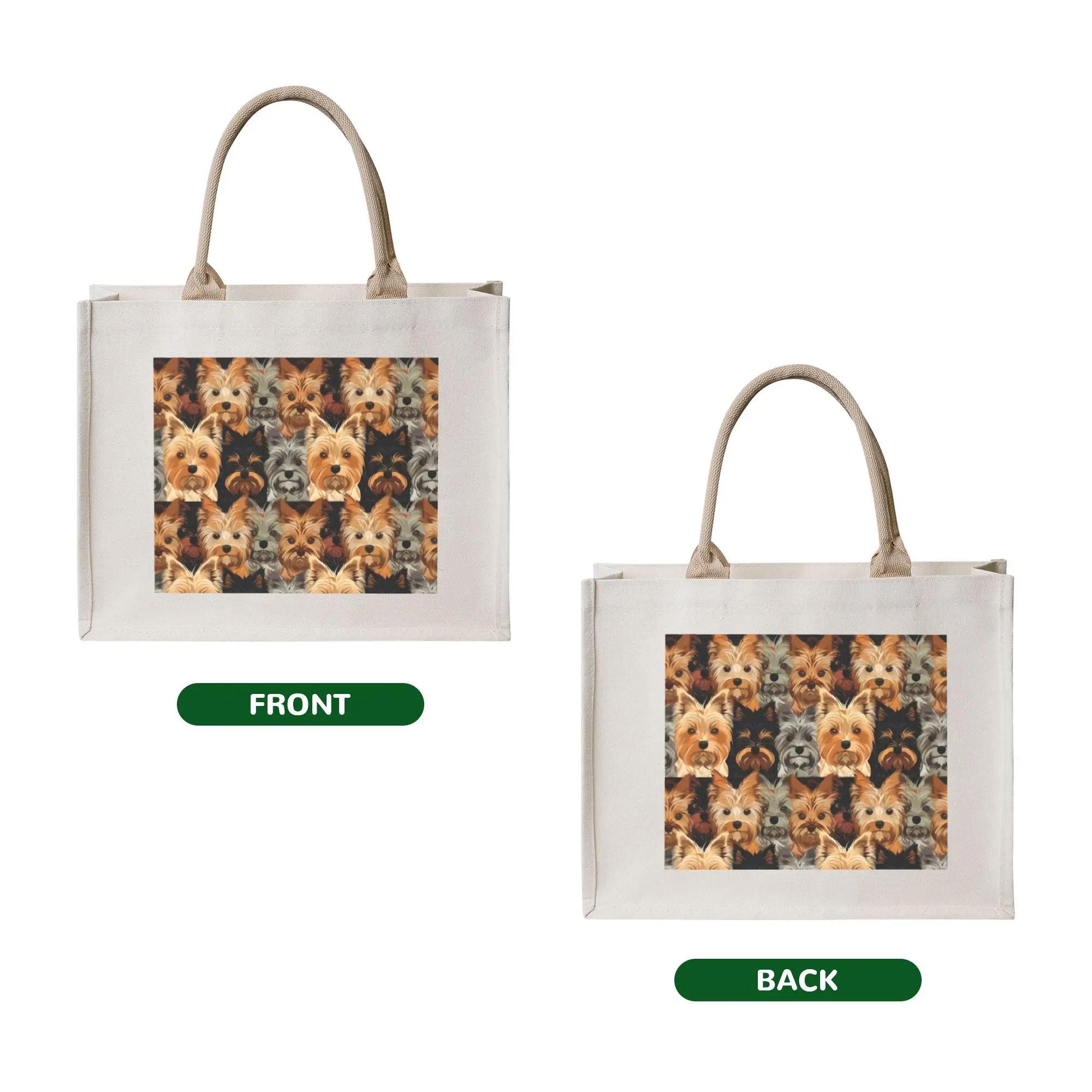 Funny Yorkie Pup Parade Yorke Dog Yorkshire Terrier  Shopping Tote Bag Portable  Grocery Shopper Shoulder Bag