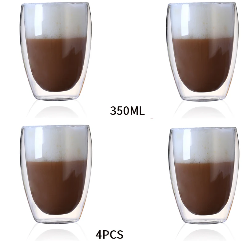 Hitzebeständige doppelwandige Glastasse für Milch, Whisky, Tee, Bier, transparentes Bier, Espresso, Kaffeetasse, Trinkbecher, Trinkgläser