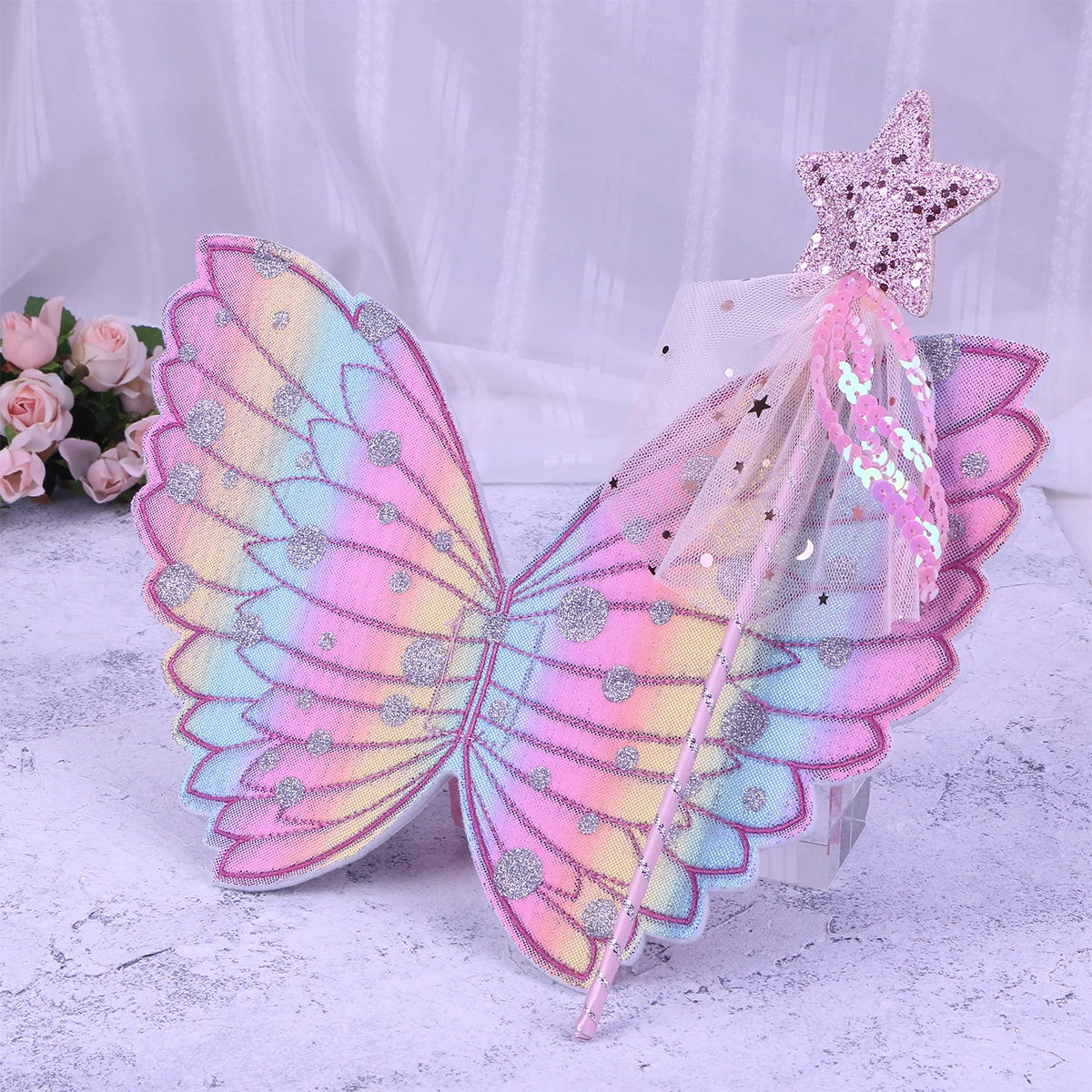 

2Pcs Props Fairy Costume Sets Kids Girls Cosplay Party Accessories Halloween Stage Photoshoot Festival