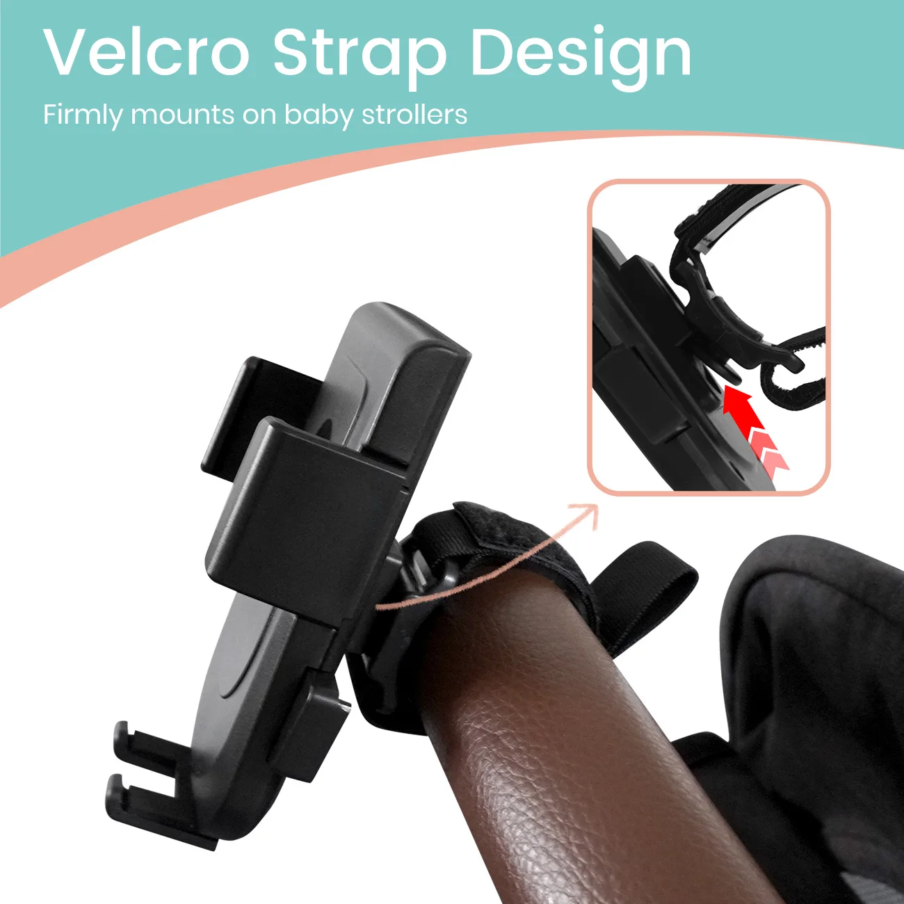 Baby stroller mobile phone stand, 360-degree rotating webbing type baby stroller wheelchair accessory installation stand