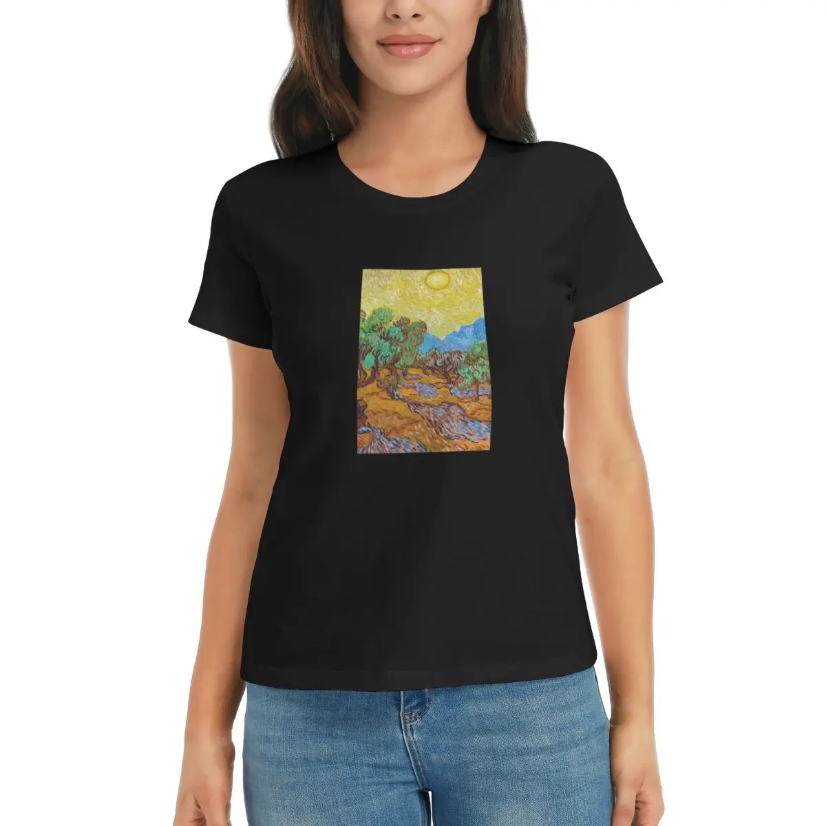 

Women T-Shirt Vincent Van Gogh Olive Trees LandscapeSummer Short Sleeve Tees Round Neck Cotton T Shirts Clothes Tops Streetwear