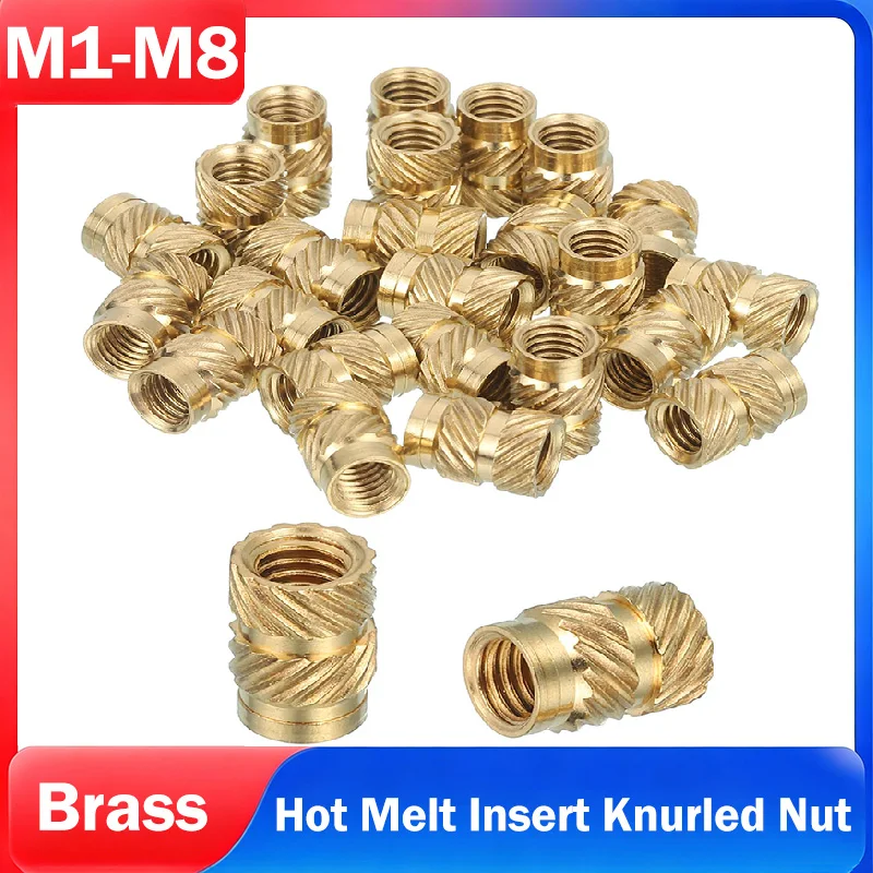 M1 M1.4 M1.6 M1.7 M2 M2.5~M8 Brass Hot Melt Insert Knurled Nut Heat Molding Double Twill Injection Embedment Nut For 3D Printer