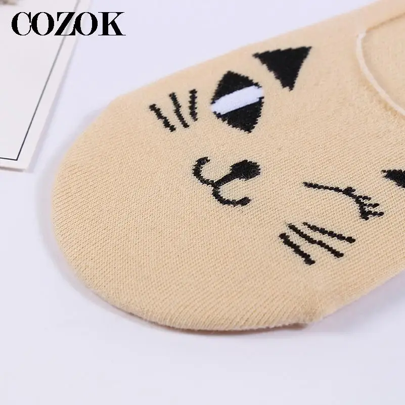 3 pary kobiet głęboki dekolt łódź skarpetki bawełna oddychająca miękka kot kreskówkowy Kawaii dziewczyna pani niewidzialna skarpetka kapcie lato moda Sox — zdjęcie 3