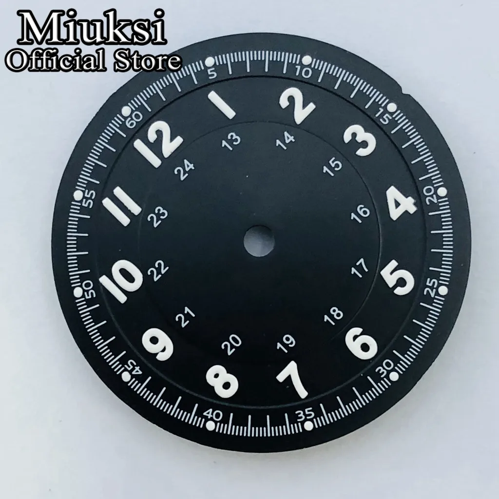 Miuksi 29mm black blue green silver watch dial luminous fit NH35 NH36 Miyota8215 DG2813 3804 movement