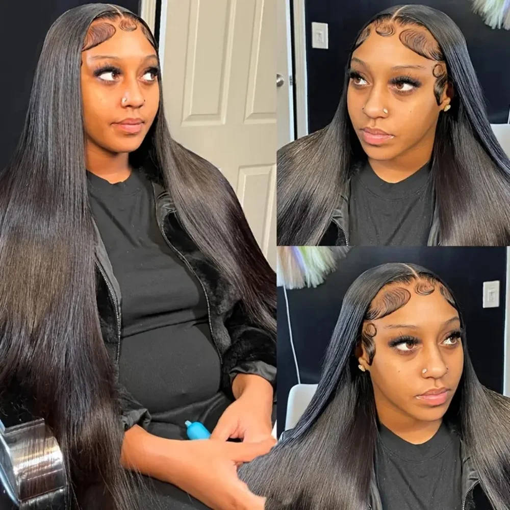 Straight 180% Density 13x6 Lace Front Wigs For Women Pre Plucked With Baby Hair Brazilian Straight 360 Lace Frontal Wigs