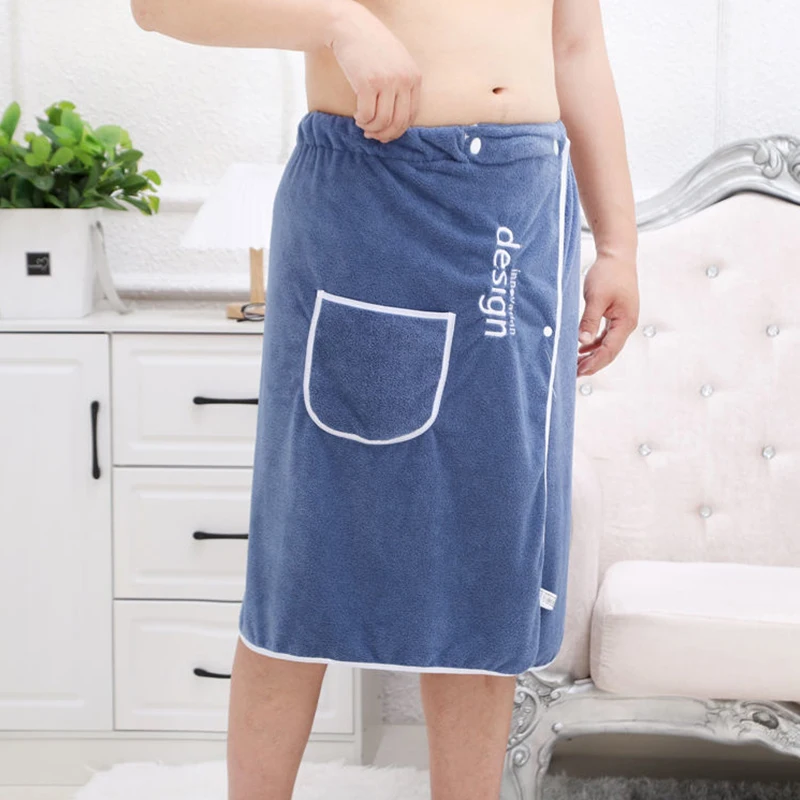 Men'S Coral Fleece Bath Skirt Is Anti-Empty And Can Wear Bath Towels For Soft And Absorbent Swimming And Sauna Bathing Bathrobe