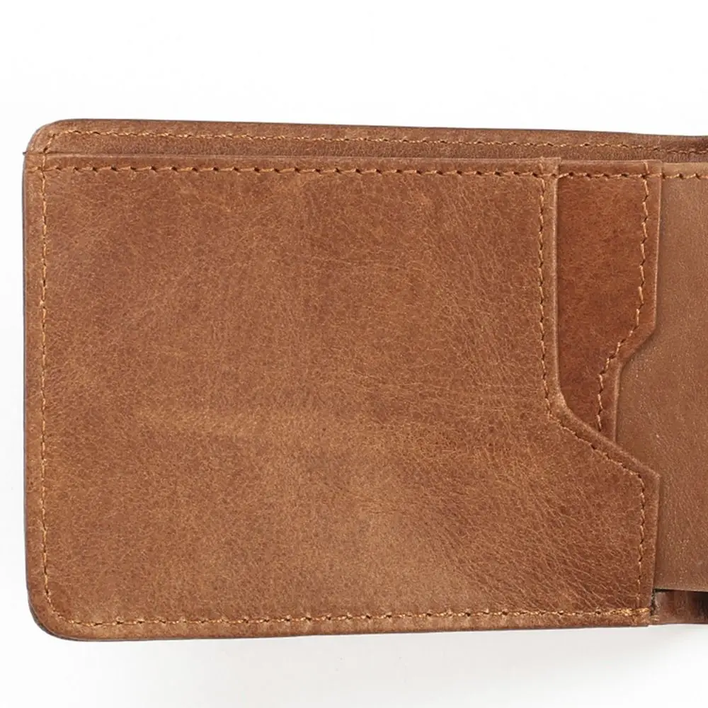 Genuine Leather Mens Wallets Slim Thin RFID Blocking Card Holder Card Protection Anti Magnetic Bifold Money Clip Wallet Man