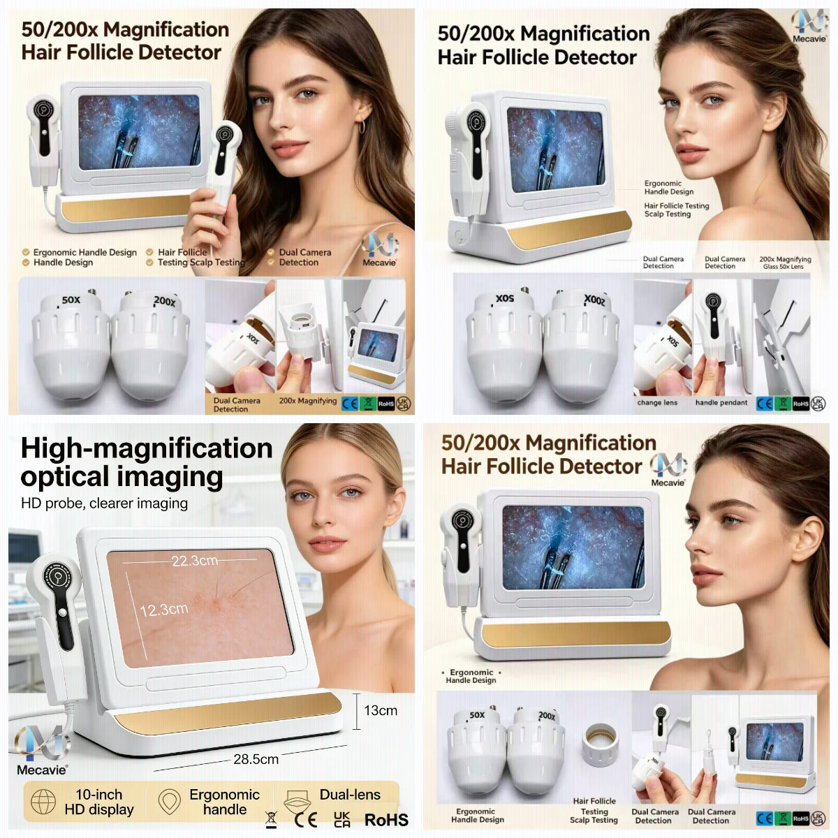 2026 NEW HD Digital Skin Analyzer,10inch Scalp Hair Detector with 50X/200X Magnification,Detect Hair Follicle,Scalp Oil,Moisture,Pigment and Skin Lesions,Professional Tester For Beauty Salon,Barbershop,Clinic And Home Scalp Skin Care Analysis Equipment