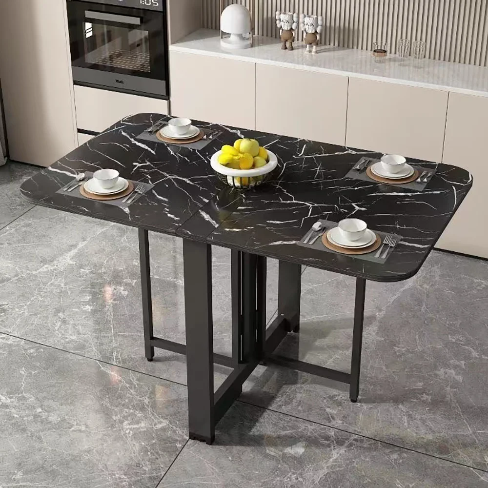 Tavolo da pranzo pieghevole alla moda, tavolo da pranzo mobile, tavolo da pranzo multifunzionale espandibile da cucina, tavolo da pranzo in metallo