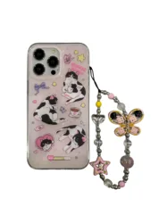 Lovely INS Double Layer Cute Cup Cat Wrist Chain Phone Case for iPhone 15 14 13 Pro Max Back Phone Cover for 12 11 Pro Max Capa