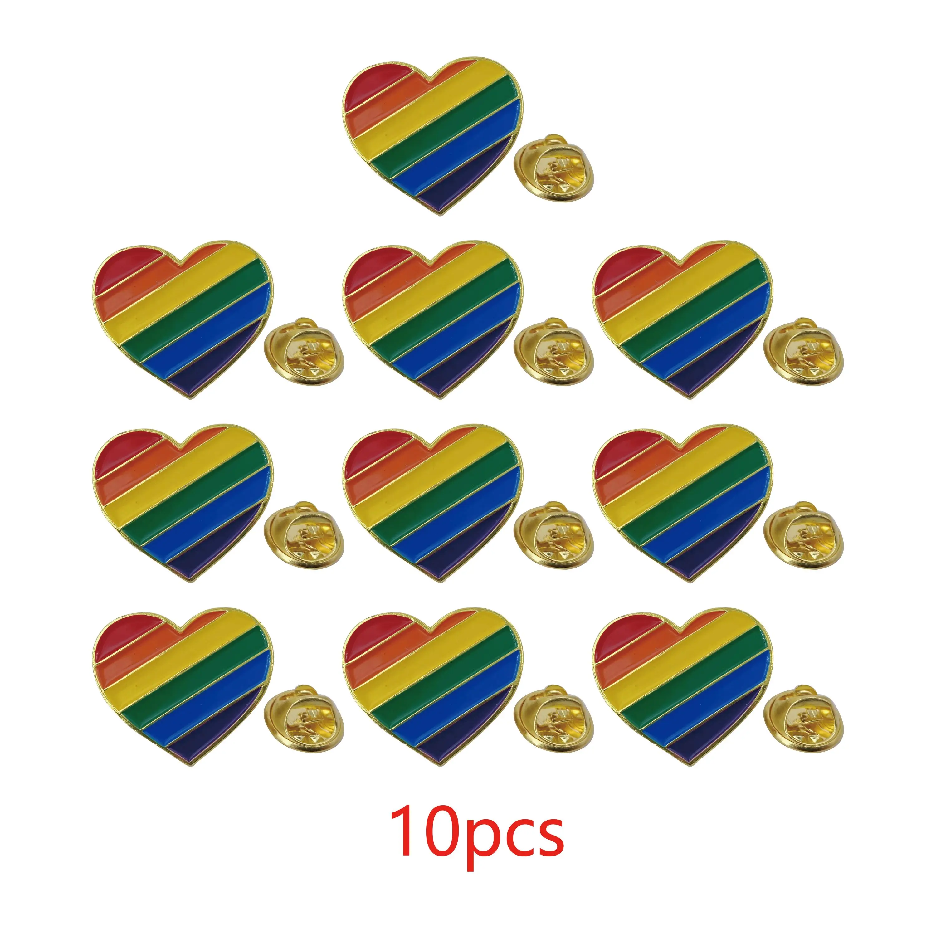 

5/10/50/100pcs Rainbow Pride Pins Enamel Pin Heart LGBTQ Progress Brooches for Men Women Clothes Hats Decoration Pride Parade