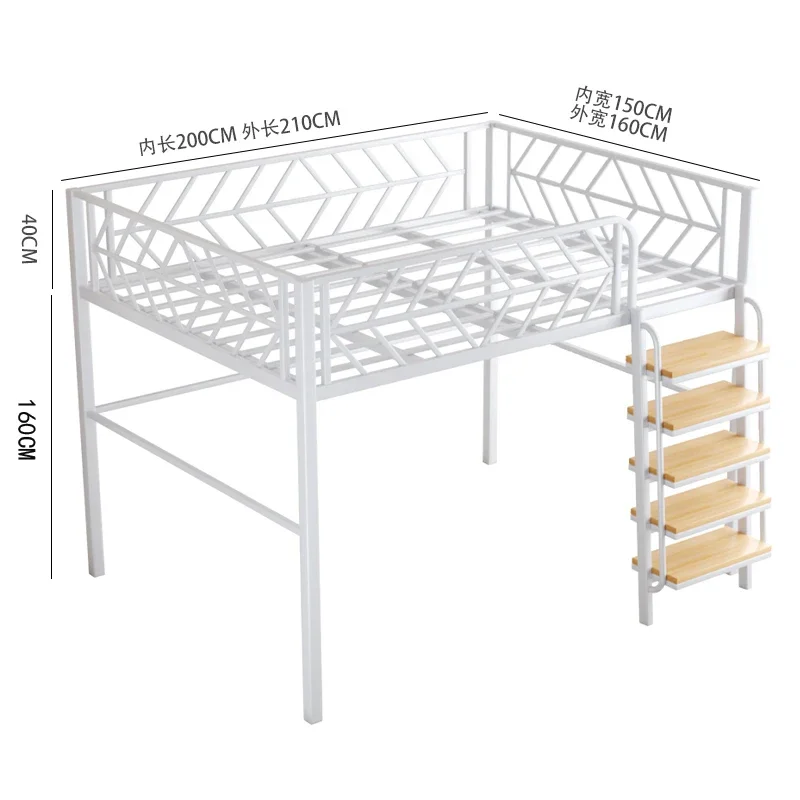 Wrought iron bed Small apartment loft  Space saving bunk  Duplex elevated  Adult bunk iron frame