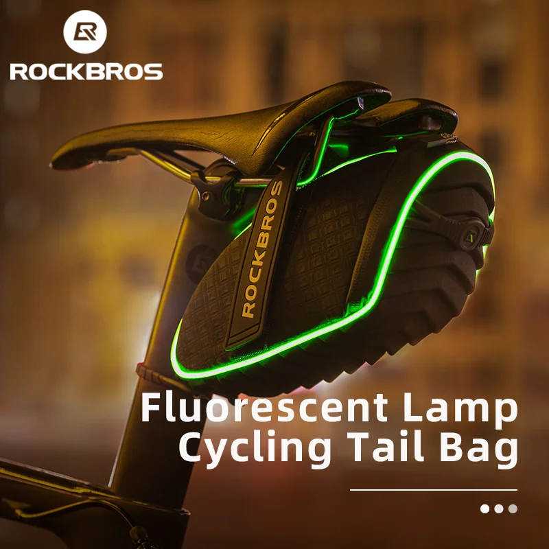 

ROCKBROS Bicycle Tail Bag Brightness Fluorescent Lamp Light Bike Bag MTB Road Foldable Bike Seatpost Saddle Cycling Rear Bag