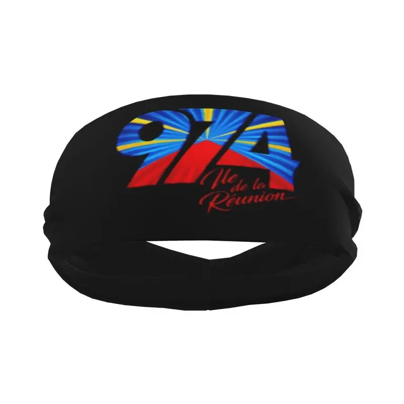 974 Reunion Island Logo Print Sports Sweatband Head Bands Unisex Sweat Absorbing Headbands Suitable for Running Yoga Fitness Gym