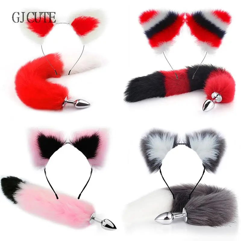 Fox Tail Anal Plug With Hairpin Bdsm Toy Flirting Metal Butt Plug Tail Sex Toys For Woman Man Couples Cosplay Adult Game Shop