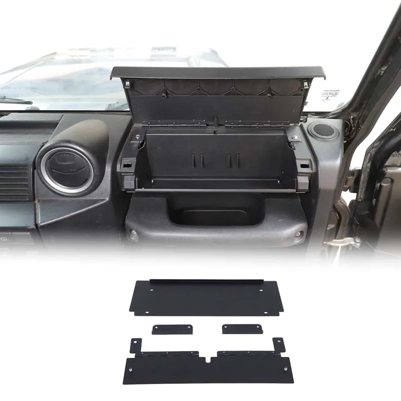 

1Pcs Carbon Steel Black For Land Rover Defender 90 110 2004-2018 Car Co-pilot Dashboard Flip Storage Box Car Accessories