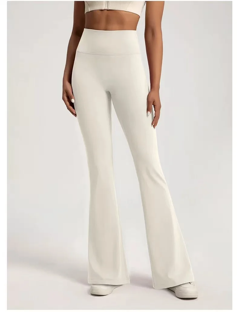 Nackt-Optik, hohe Taille, taillenbetont, hüfthebend, Fitness-Übung, elastische Schlaghose, Damen, lässige Outdoor-Lauf-Yoga-Hose – Detail 7