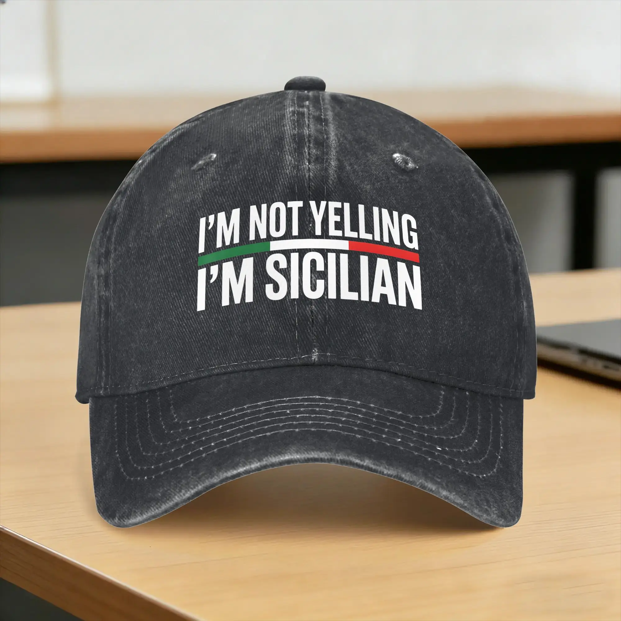 Summer I‘m Not Yelling I’m Sicilian Funny Italian Pride Humor Baseball Cap Sun  Sun Visor Design Washed Trucker Hat Baseball Cap
