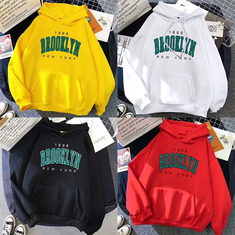 1989 Brooklyn New York Printed Women Hoodies Fashion Fleece Hoody Creativity Pullover Clothing Street Loose Sweatshirts Women\'S