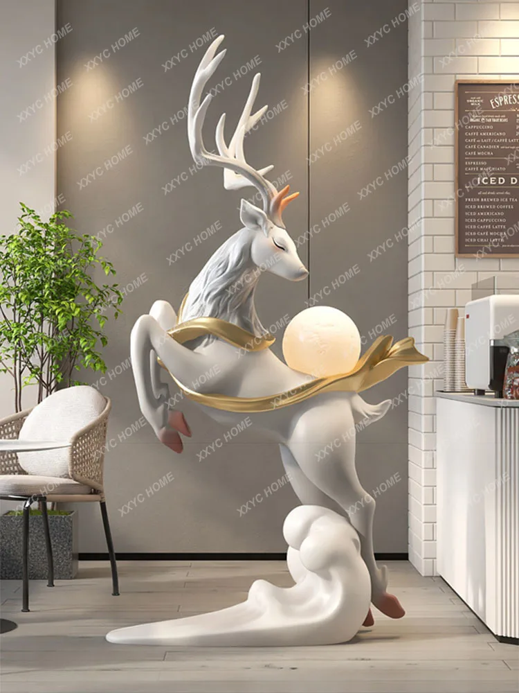 

120cm Sculpture Creative Large Deer Statue Floor Decoration Living Room,Foyer,Sofa Side Lamp Ornament,Home Decor,Customized