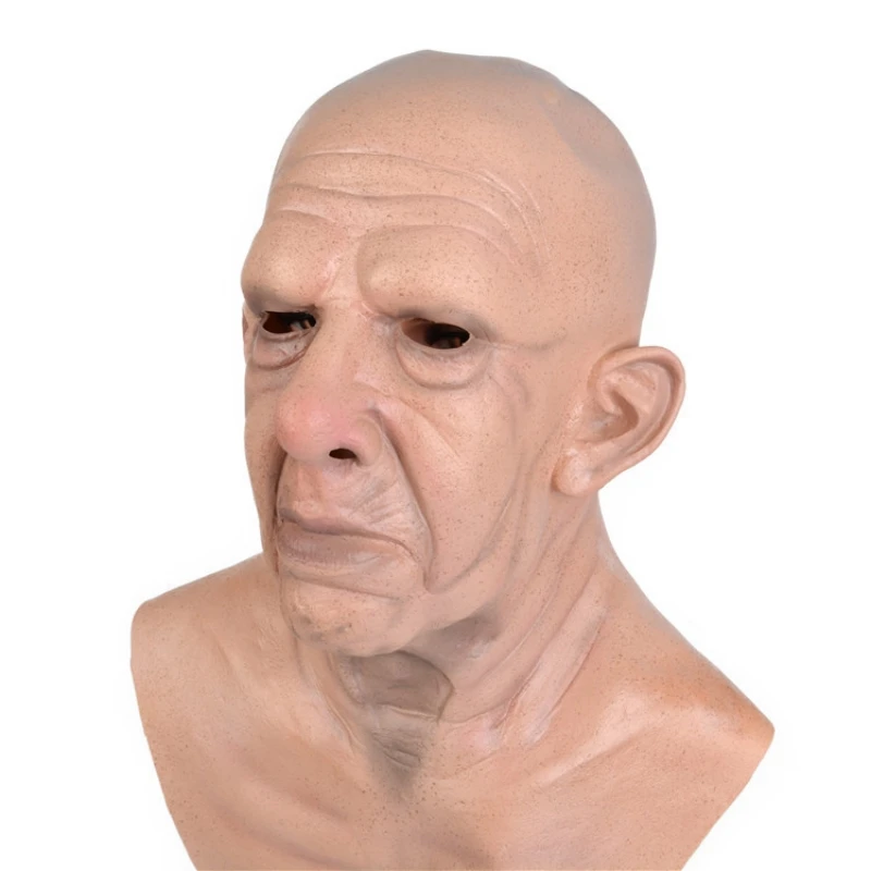 Woman Man Mask full Head Face Realistic Silicone Grandpa Grandma Mask Simulation Supplies Halloween Party Cosplay Props