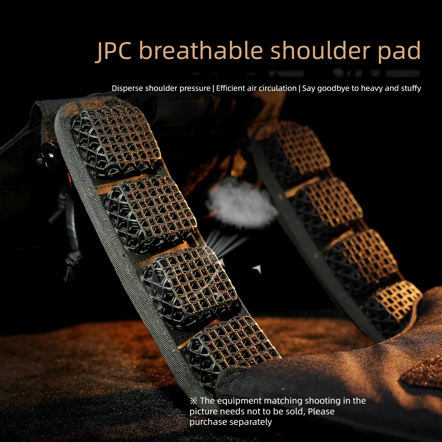 Tect JPC Tactical Vest Shoulder Pad High-Elastic Breathable 3D Stereo Shock-Absorbing Backpack Pad Cushion for Pressure Relief