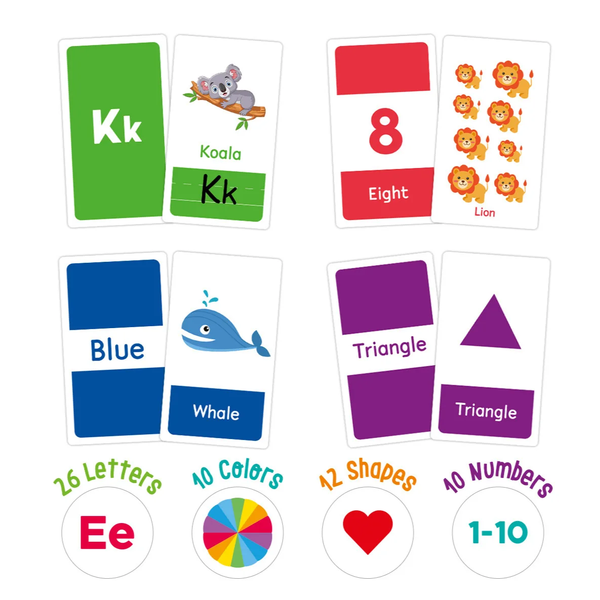 58 Pcs ABC Alphabet Flashcards Montessori Early Education Cards Baby Shapes Animals Learning Cards Games for Kids Gifts