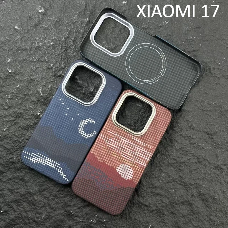 

Магнитный чехол из углеродного волокна для Xiaomi 17, арамидный чехол для телефона, защитный чехол для телефона, дизайн с магнитной присоской, аксессуары для телефонов