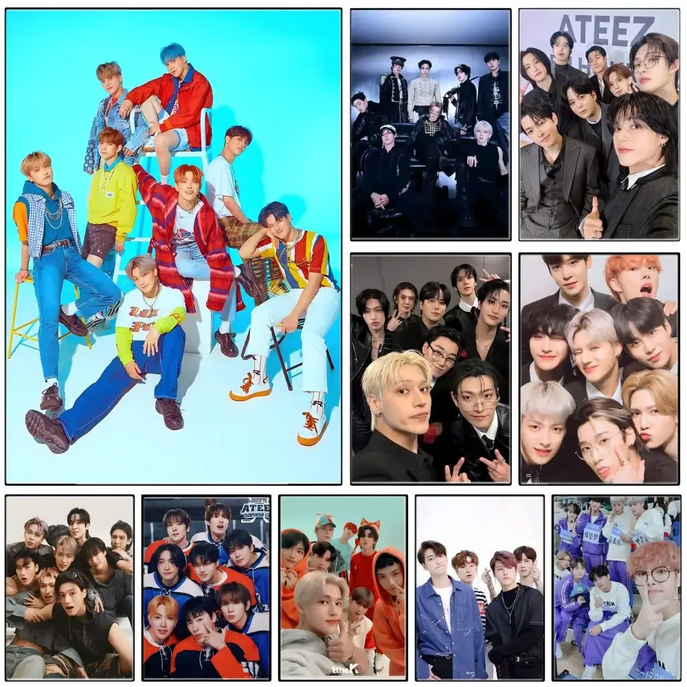 Singer A-ATEEZs Poster Self-adhesive Art Waterproof Paper Sticker Coffee House Bar Room Wall Decor
