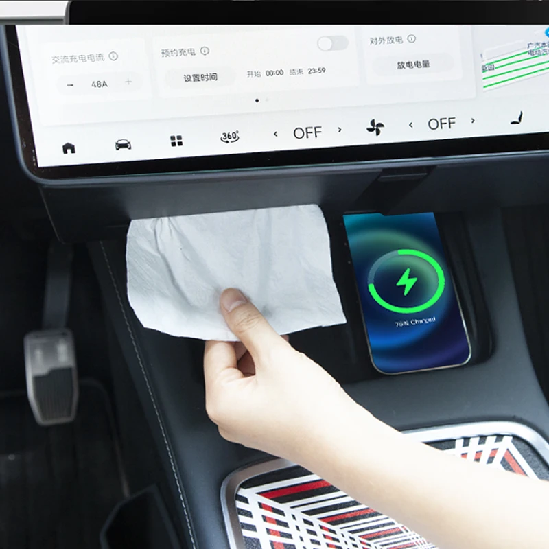 For Tesla  Model 3 2023 ABS Magnetic Storage Box Under Screen Organizer Tissue Holder For Model Y 2024 Interior Accessories