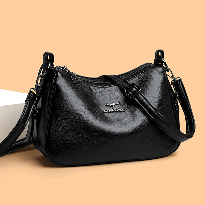 

2025 New Women's Handbag Middle-Aged Mom Tote Soft Leather Shoulder Bag Casual Crossbody Purse Fashion Ladies Handbag