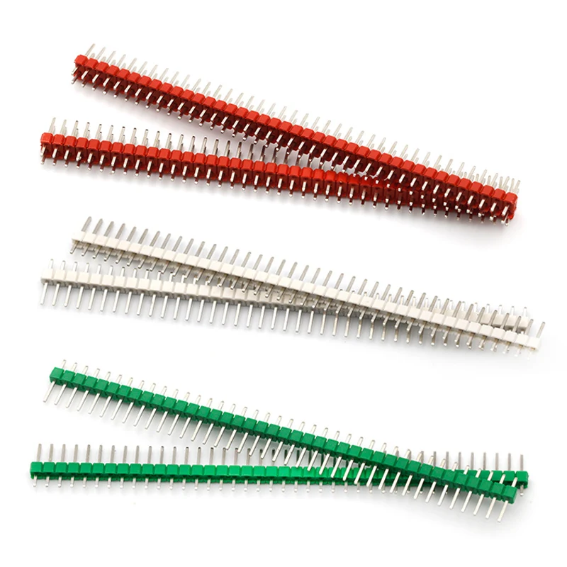 10/100PCS 2.54mm Pitch 40Pin Single/Double Row Male Header Red Black Blue Green Color Pin Header Connector PCB Board For Arduino