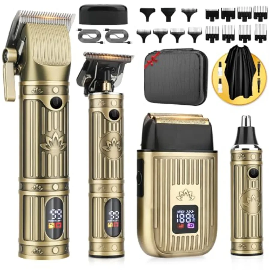

Hair Clippers for Men Profional, T-Blade Barber Clippers and Trimmer Set, 4 in 1 Mens Cordl Hair Clipper for Barber Kit, Electr