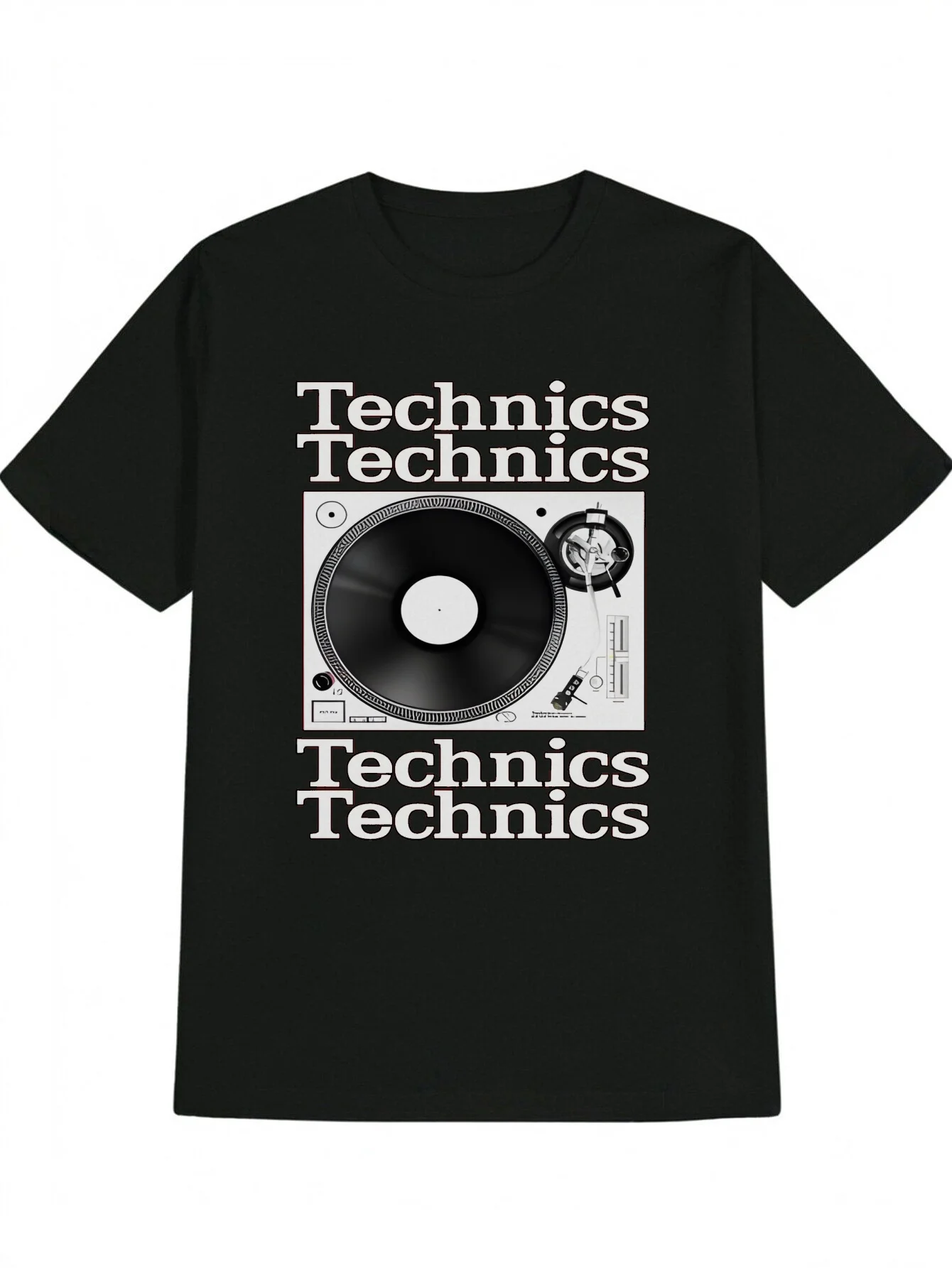 

Vintage Turntable Tee Technics Mens Vintage Turntable Graphic T-Shirt Black Casual Round Neck Summer Tee Machine Washable Music