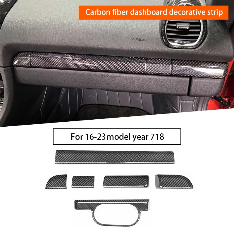 

6pcs Car Interior Accessories Carbon Fiber Dry Stickers for Porsche 718 982 2016-up