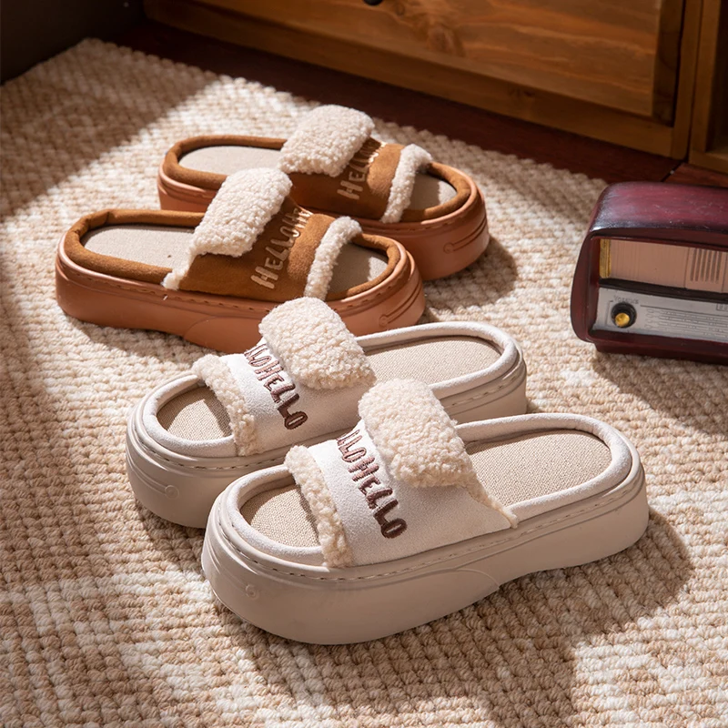 

Hemp Platform Women's Slippers Home Flats Luxury Designer Woman Shoes Indoor Casual Autumn Winter Footwear Soft Sole Fashion