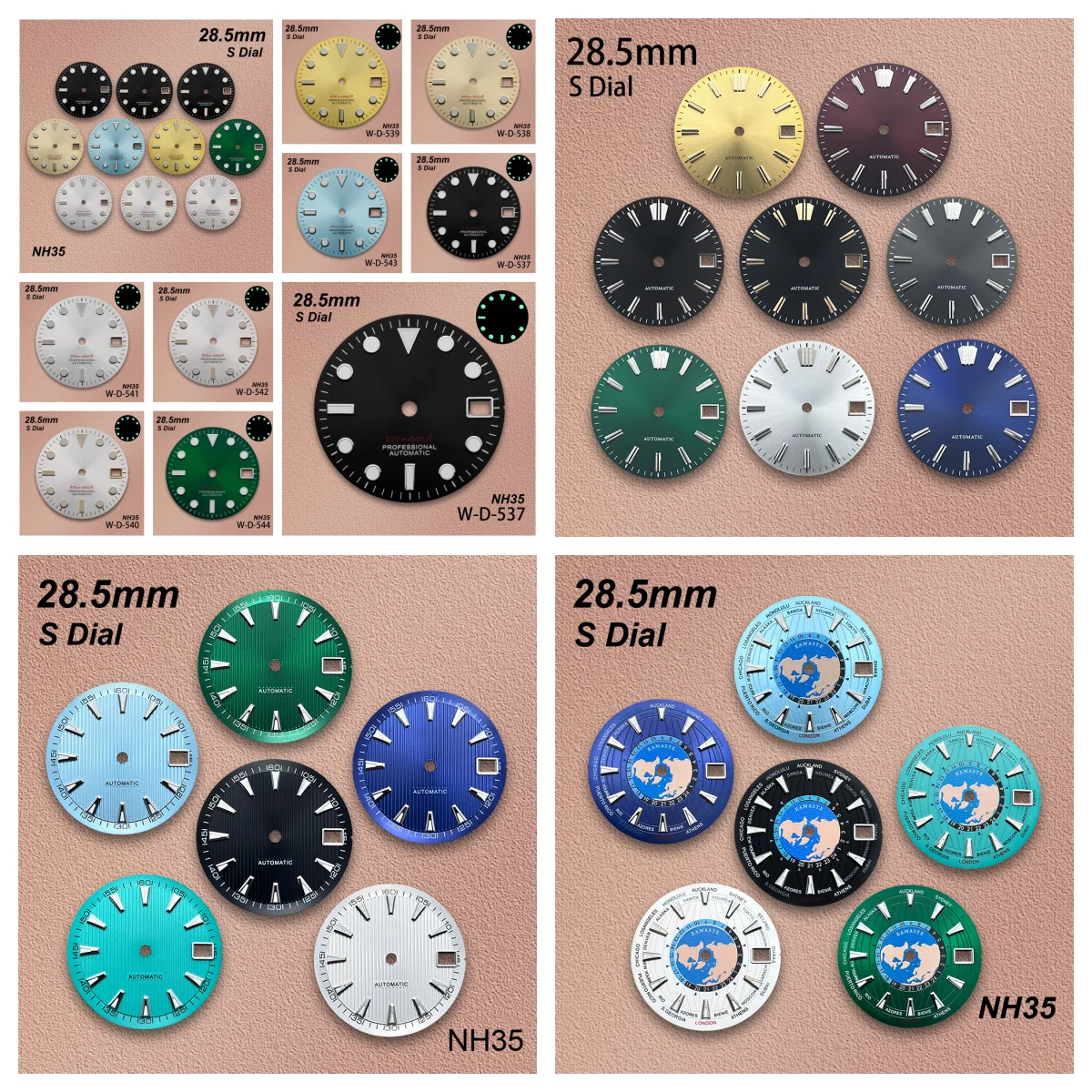 

28,5 мм S логотип SUB Sunburst циферблат подходит для NH35/NH36/4R/7S японский механизм зеленый/без светящихся высококачественных аксессуаров для модификации часов