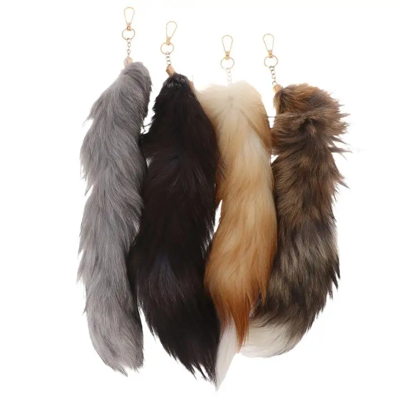 38cm großer, flauschiger Kunstfell-Fuchsschwanz-Schlüsselanhänger, Therian-Schwanz, Fuchsschwanz-Schlüsselanhänger, Pelzanhänger, Schlüsselanhänger, Geschenk für Frauen und Mädchen – Detail 6
