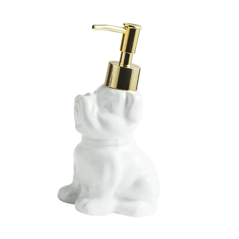 E8BD Ceramic Dog Press Pump Liquid Dispenser for Soap Lotion Shampoo Organizing