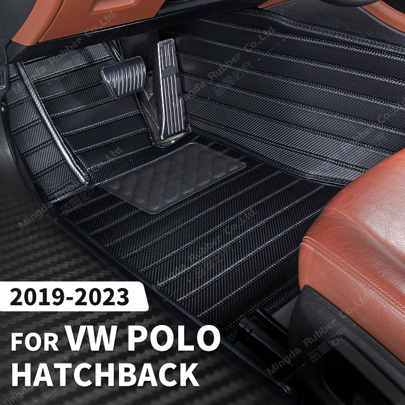 

Коврики из углеродного волокна на заказ для VW Volkswagen Polo Hatchback 2019, 2020, 2021, 2022, 2023 футов, коврик, автомобильные аксессуары для интерьера