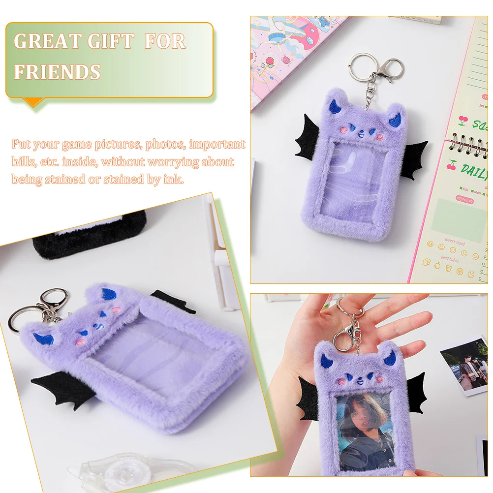 Plush Card Holder Id Sleeve Girl Wallet Badge Backpack Keychains for Girls Wallets Teen Clip Visible Cartoon Sleeves